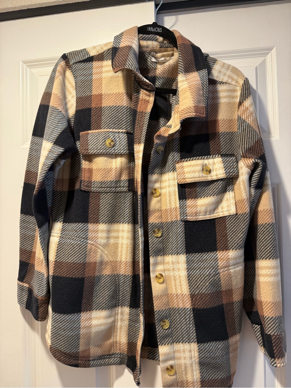 O'Neill women’s Plaid Shacket Jacket - Cream, Black & Brown